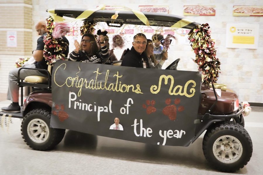 After his big win, the school celebrated Mr. Brent McDonald with a parade down Main Street.