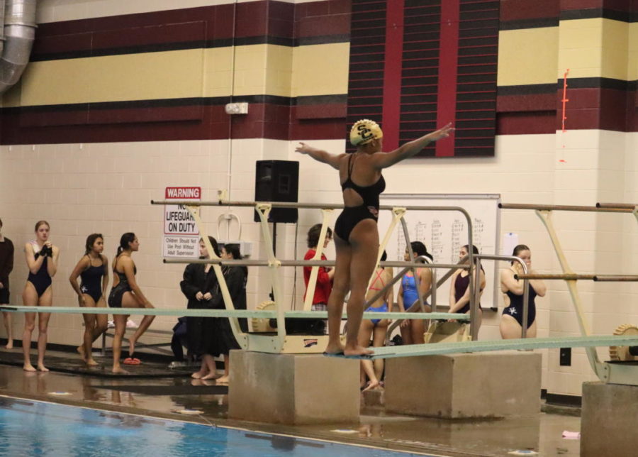 Maya Williams prepares for her history-setting dive.