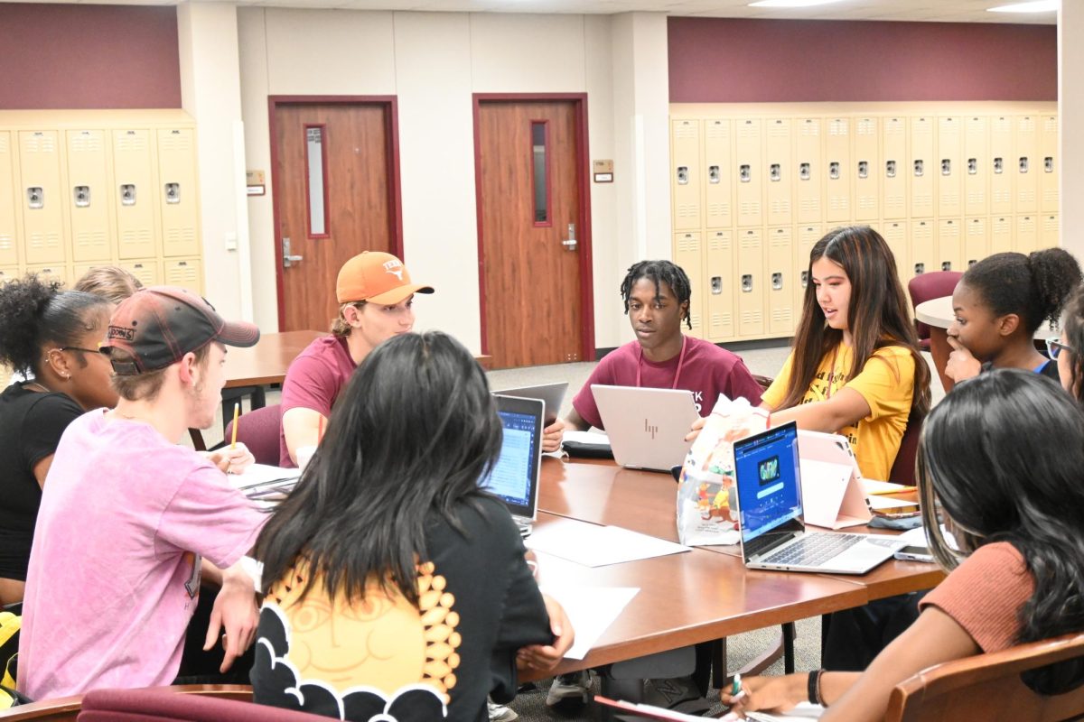 Students work together on a project 