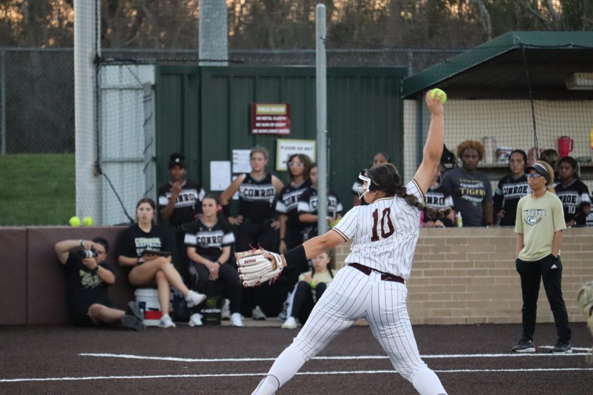 Freshman Torie Turner pitches to the batter.