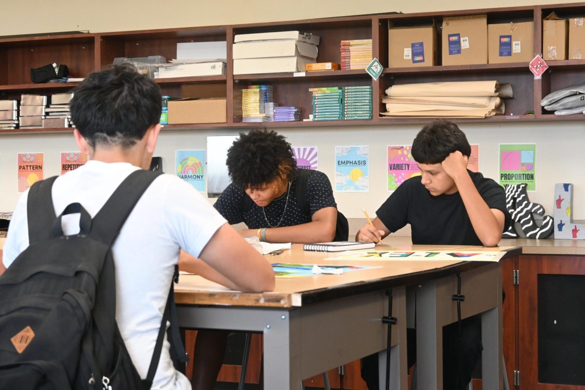 Students work on their assignments.