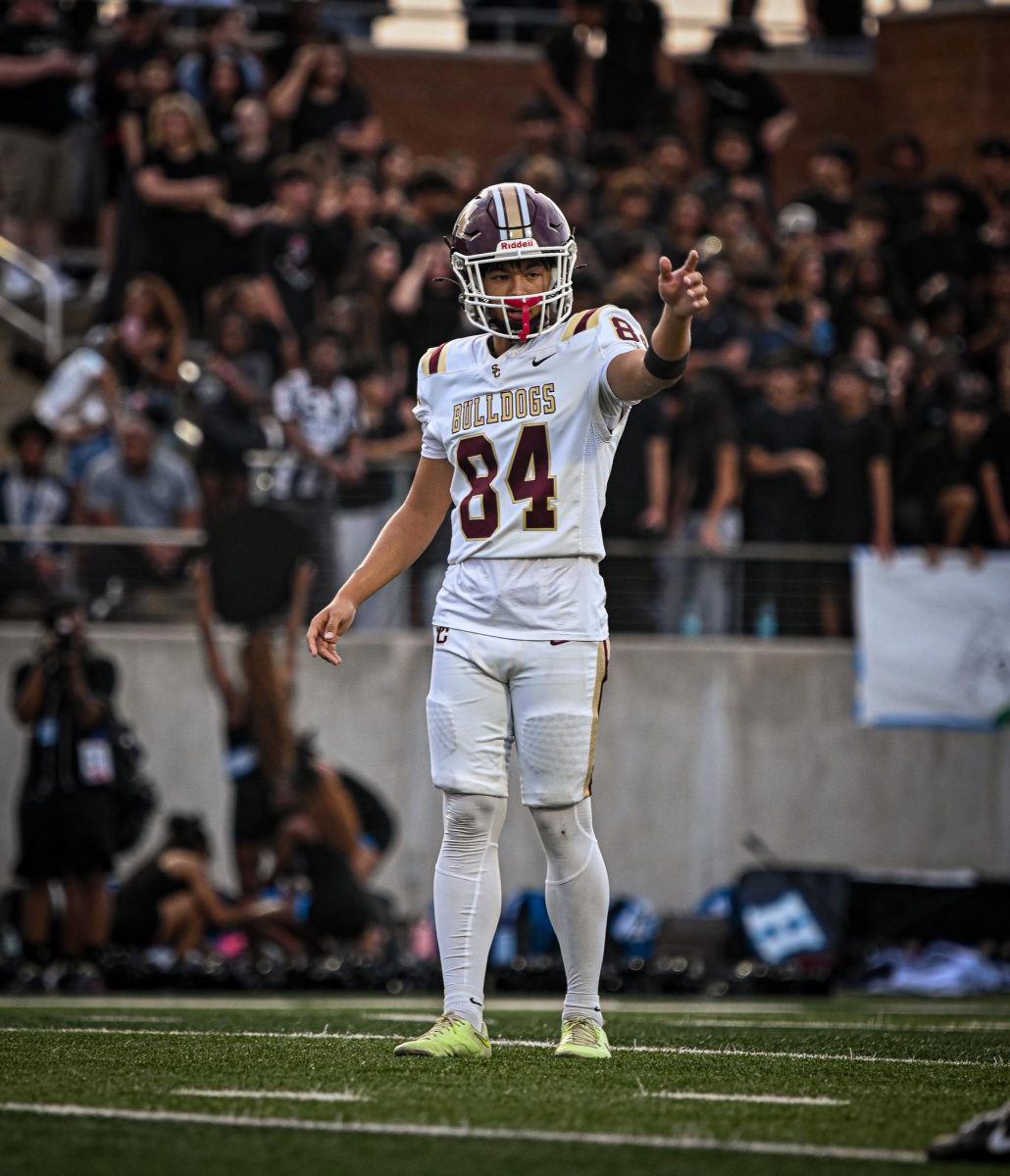 Senior Patrick Cleveland gets ready on the field.